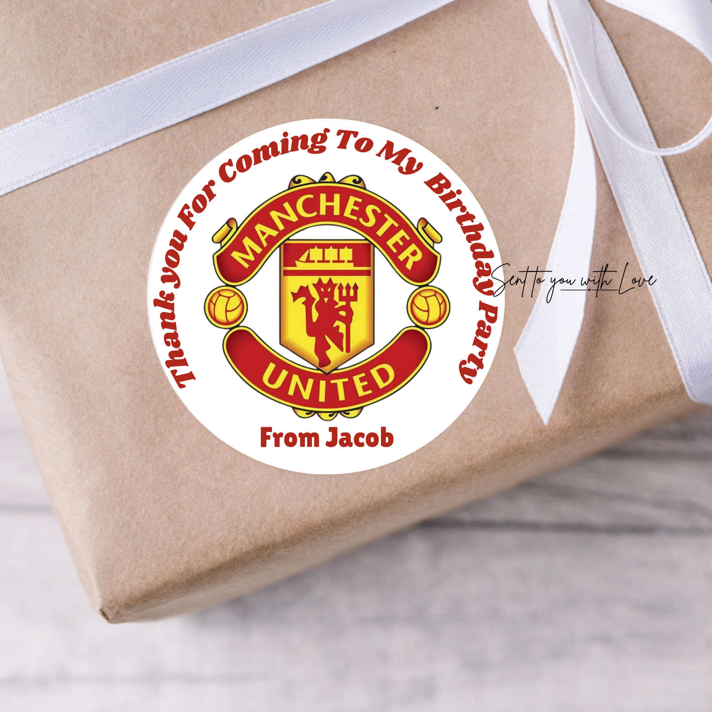 Personalised Football Theme Birthday Stickers- Custom Name & Team Party Bags Stickers (24 per Sheet)