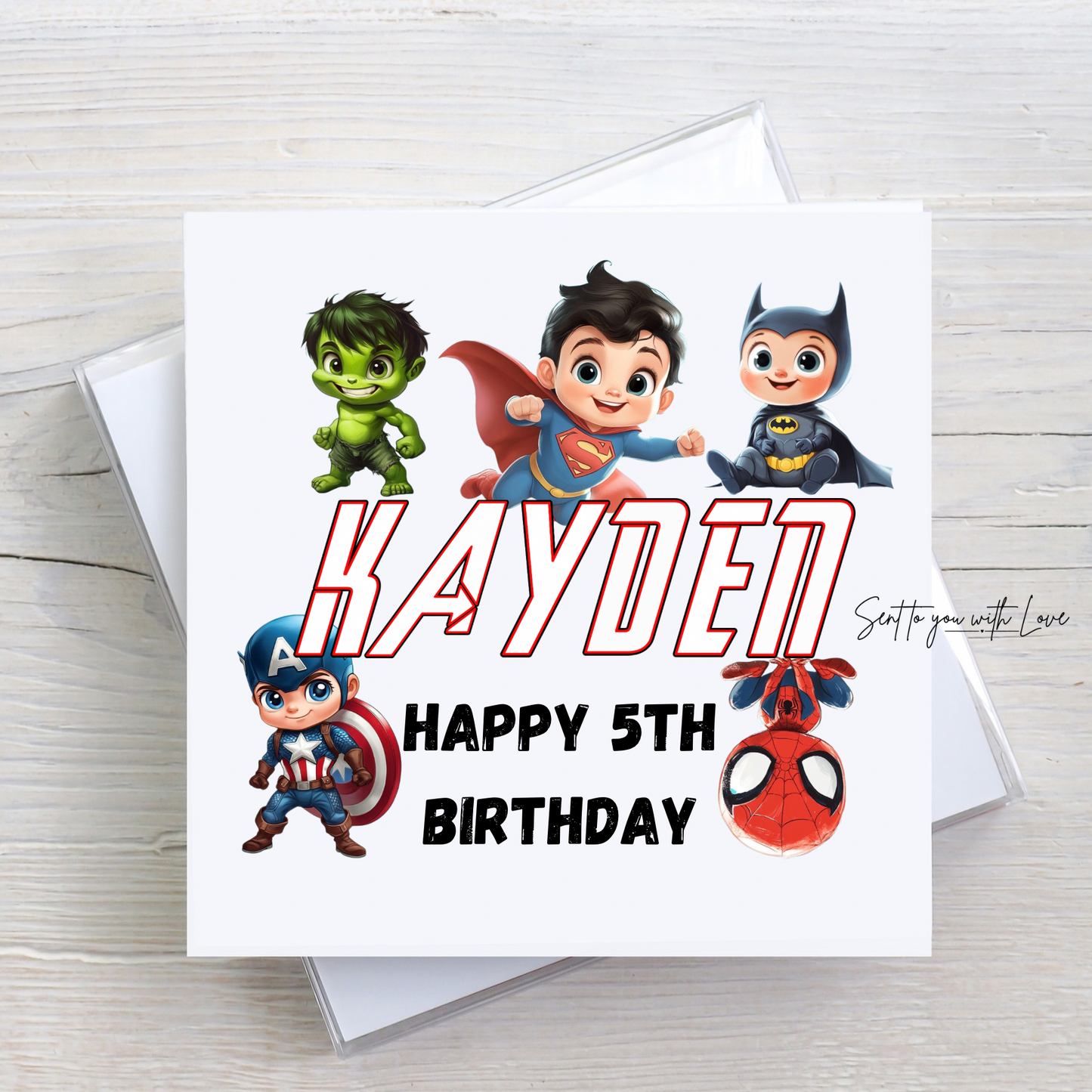 Personalised Marvel Superhero Birthday Card- Custom Any Name & Age