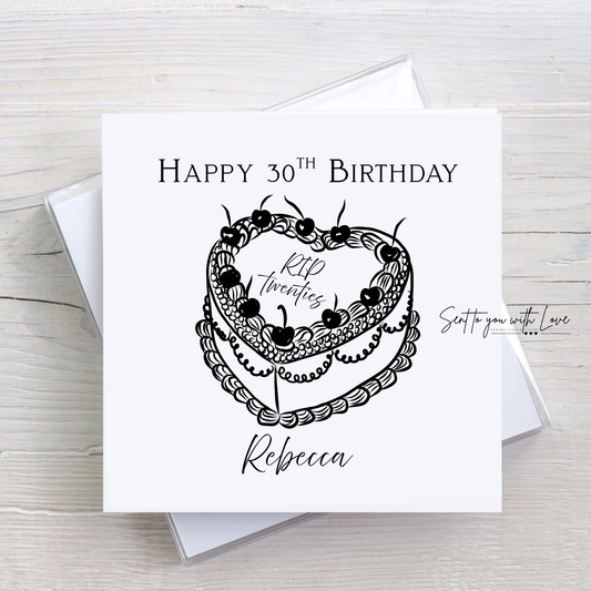 Personalised RIP Twenties Birthday Milestone Card- Custom Name & Age