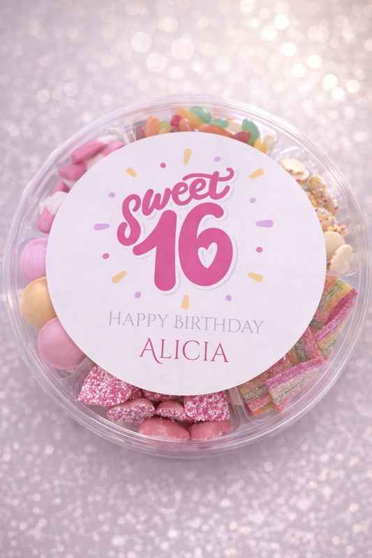 Personalised Sweet 16 Birthday Sweet Treat Tray - Custom Name Party Birthday Gift Box