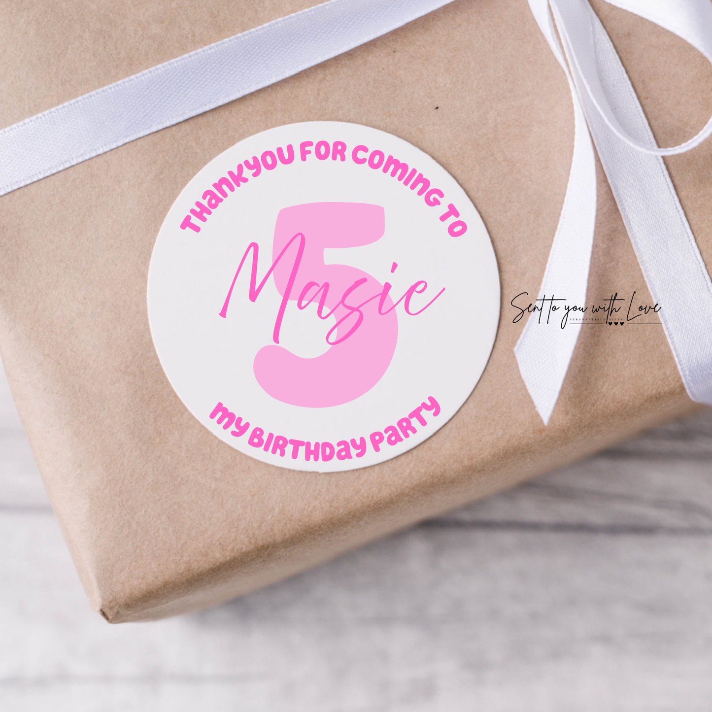 Personalised Number & Name Birthday Stickers-Custom Name Party Bags Stickers (24 per Sheet)
