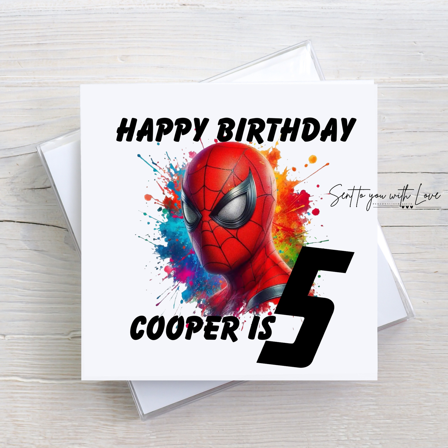 Personalised Spider-Man Birthday Card- Custom Any Name & Age