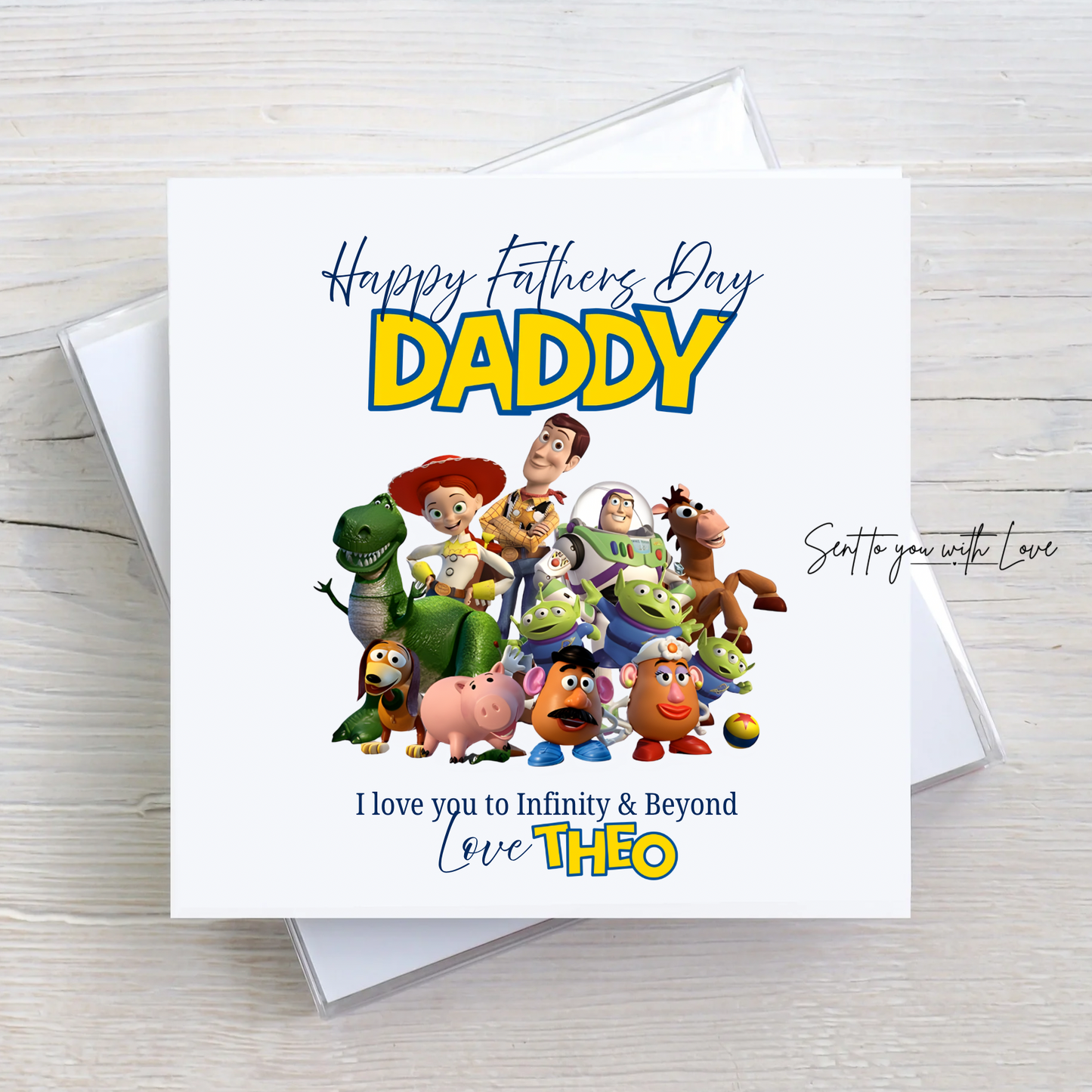 Personalised Fathers Day Card Toy Story Inspired I Love You To Infinity & Beyond -Custom Name & Recipitent