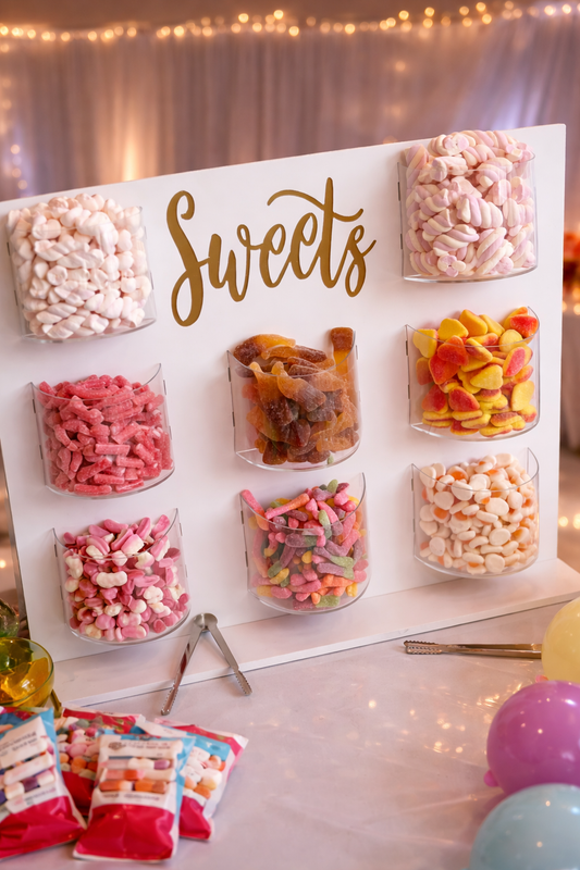 Luxury Sweet Wall Hire filled with sweets – Perfect Party Display