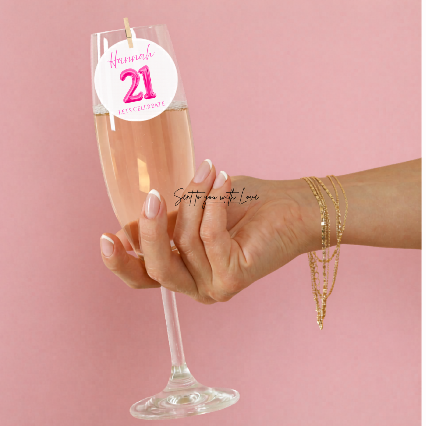 Personalised Drink Toppers 21st Birthday Party Custom Name Party Decorations (20per Pack)