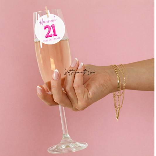 Personalised Drink Toppers 21st Birthday Party Custom Name Party Decorations (20per Pack)