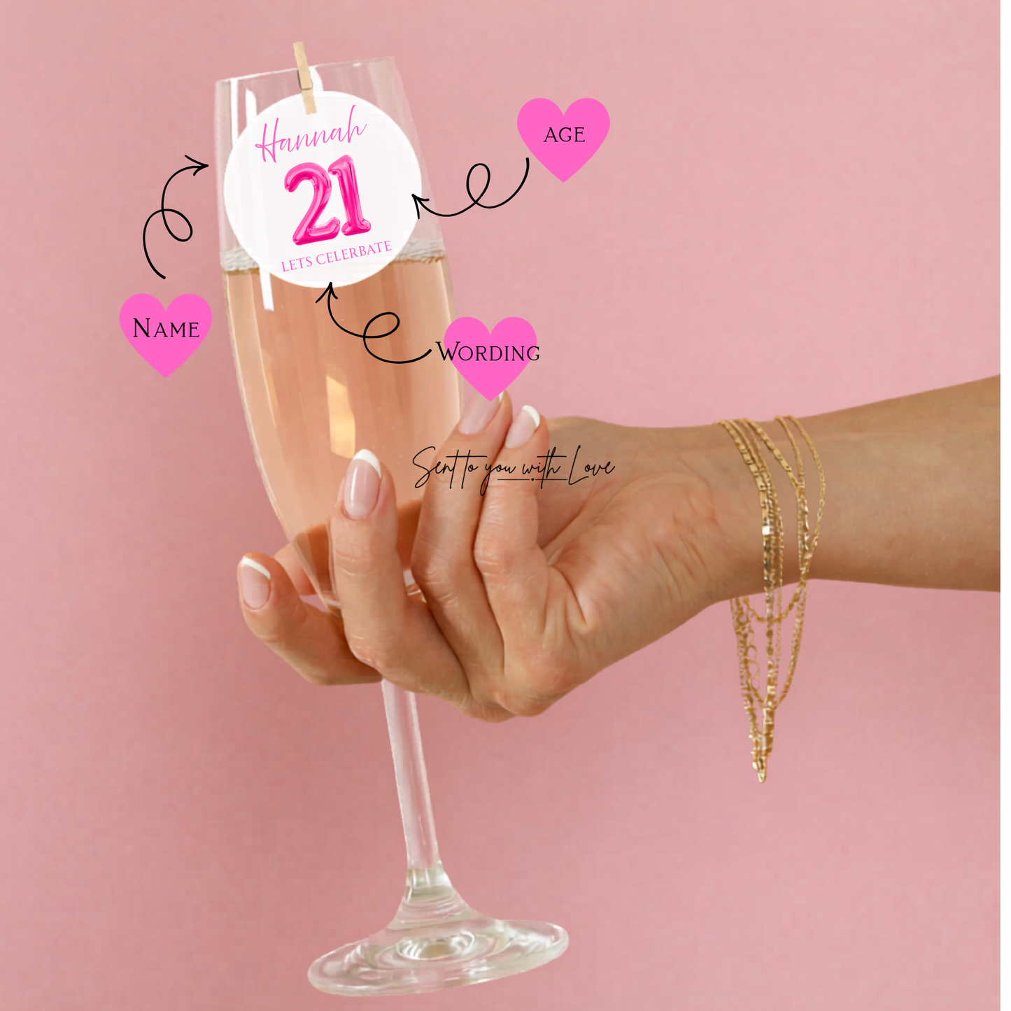 Personalised Drink Toppers 21st Birthday Party Custom Name Party Decorations (20per Pack)