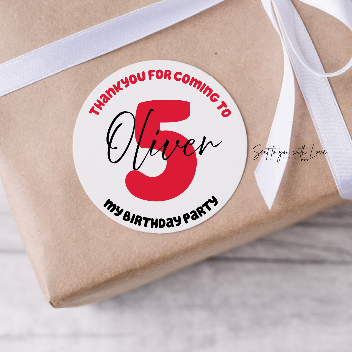 Personalised Number & Name Birthday Stickers-Custom Name Party Bags Stickers (24 per Sheet)