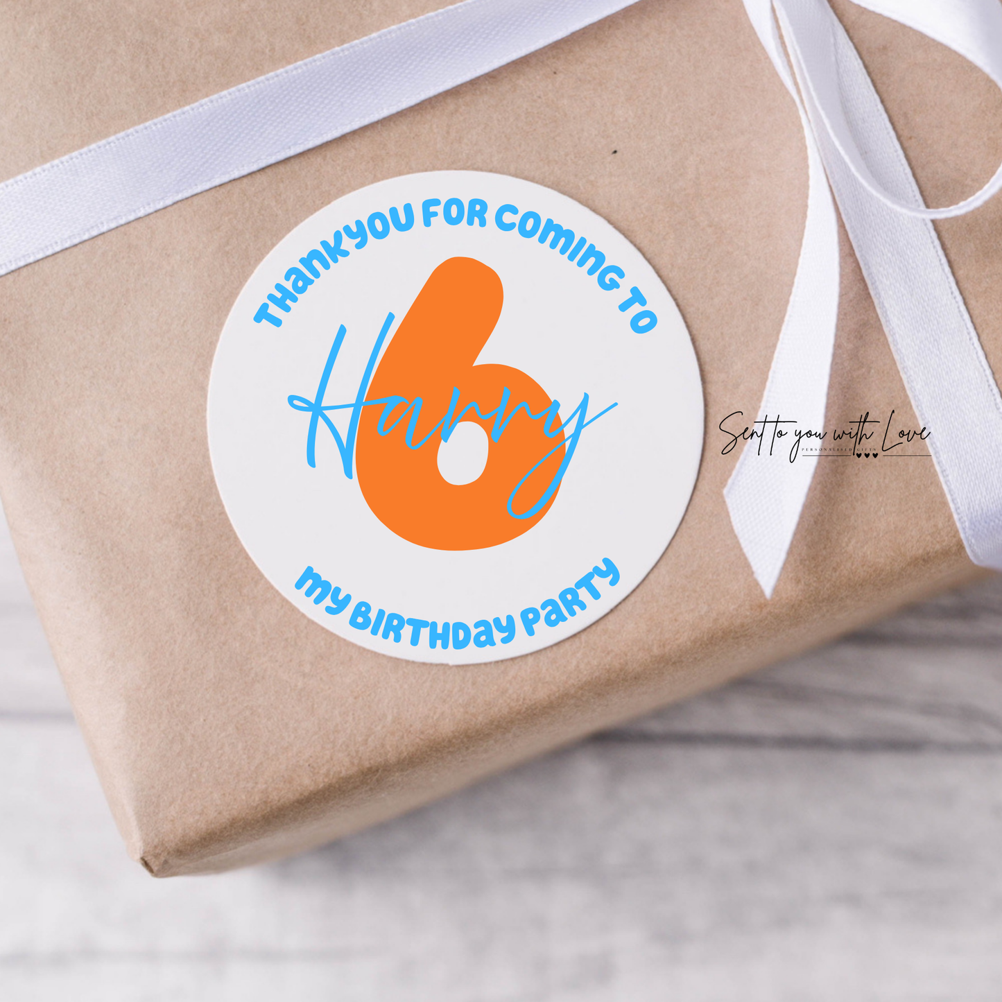 Personalised Number & Name Birthday Stickers-Custom Name Party Bags Stickers (24 per Sheet)