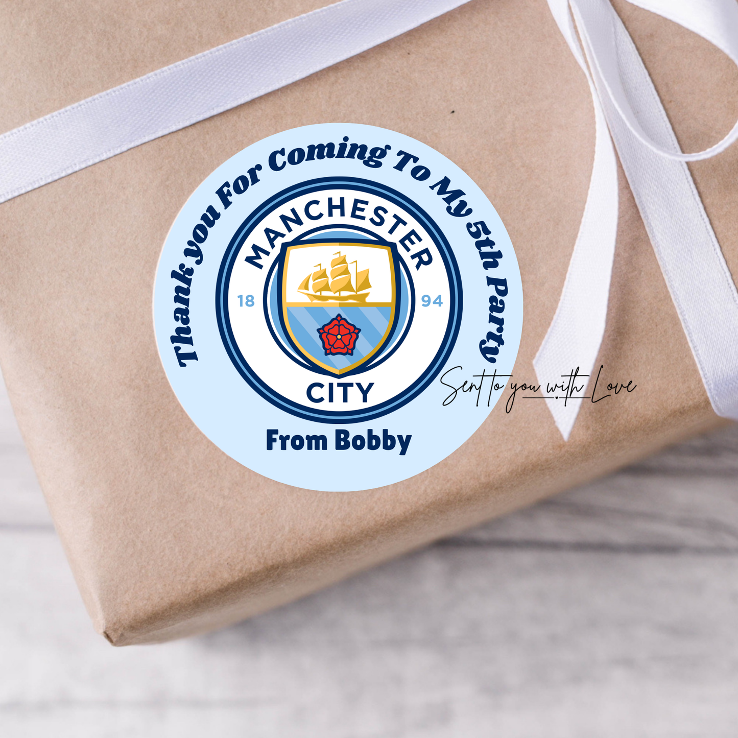 Personalised Football Theme Birthday Stickers- Custom Name & Team Party Bags Stickers (24 per Sheet)