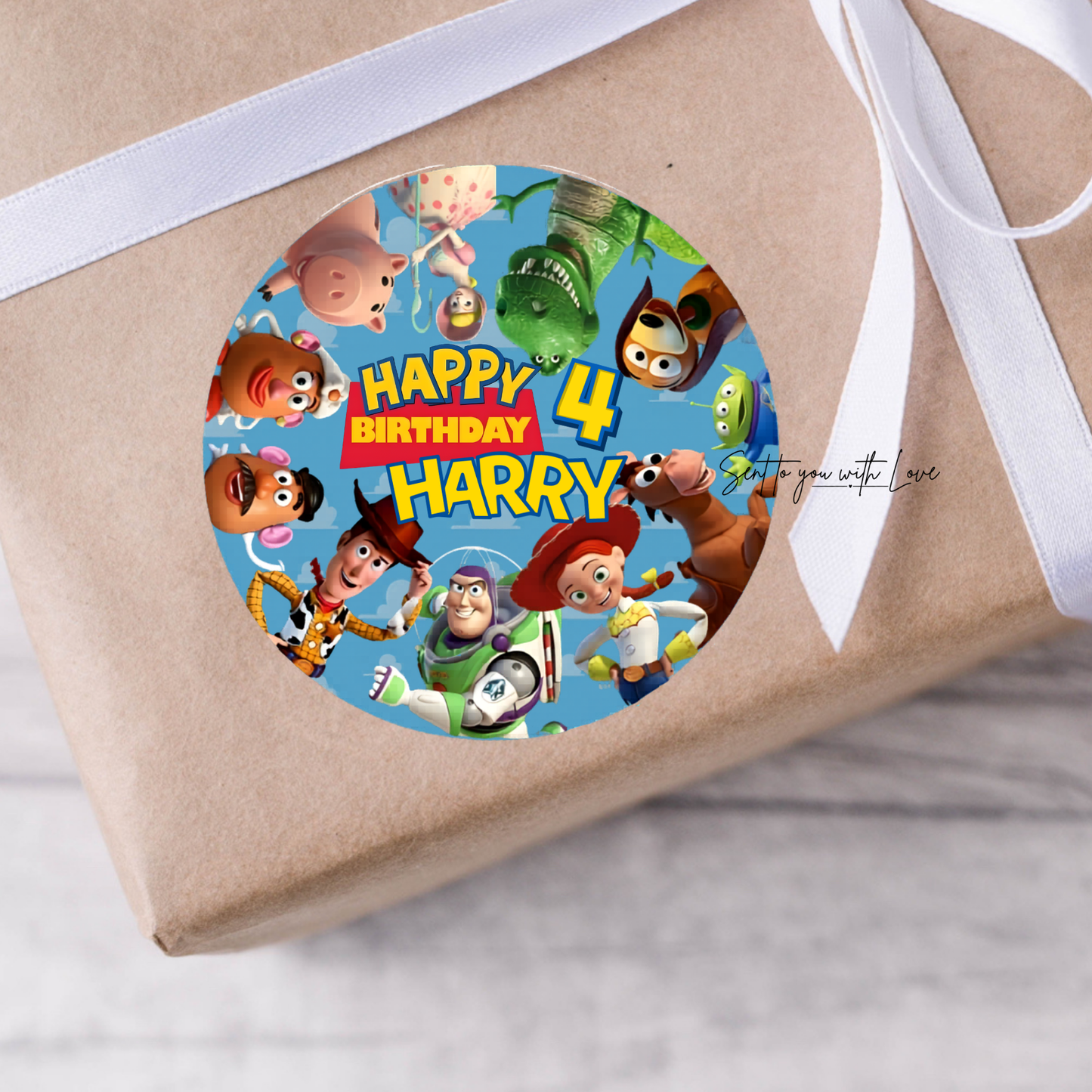 Personalised Toy Story Birthday Stickers- Custom Name & Age Party Bags Stickers (24 per Sheet)