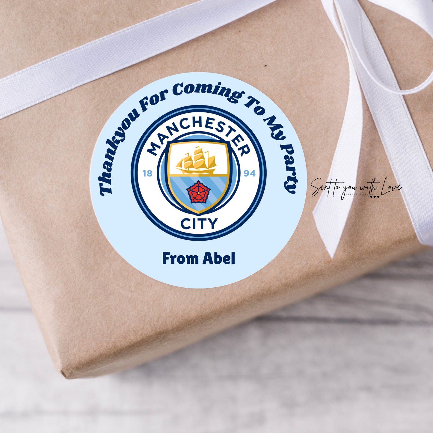 Personalised Football Theme Birthday Stickers- Custom Name & Team Party Bags Stickers (24 per Sheet)