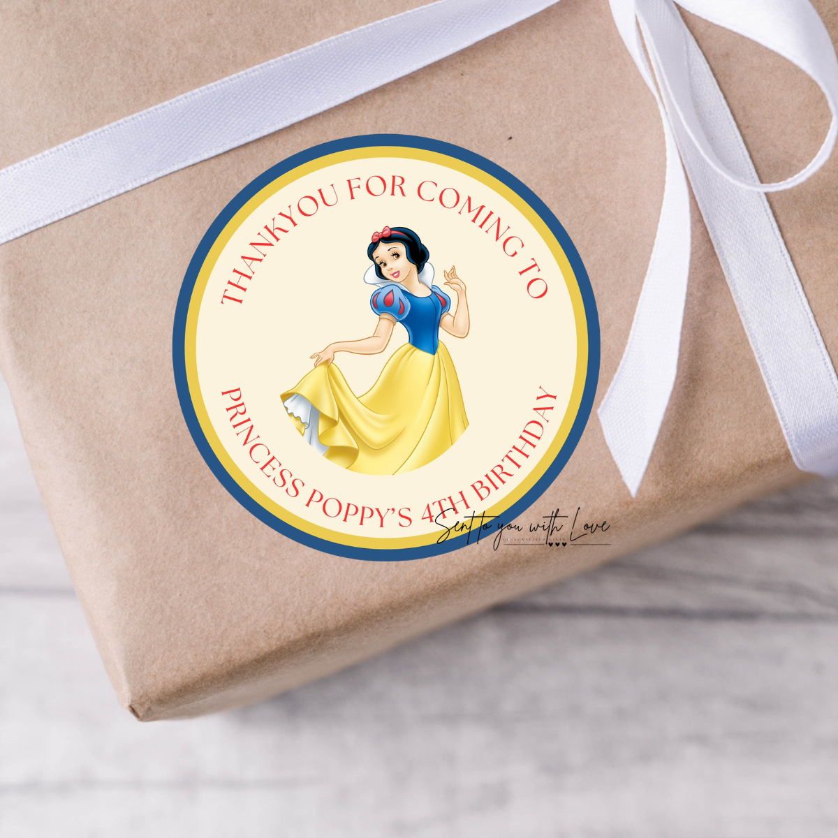 Personalised Princess Birthday Stickers – Custom Name & Age Party Bag Stickers (24 per Sheet)